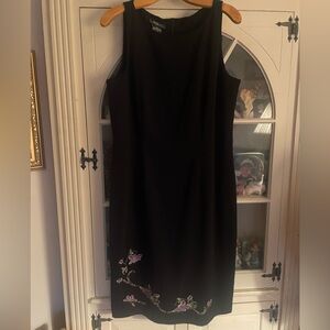 AGB Black Midi Dress with Purple Floral Accents